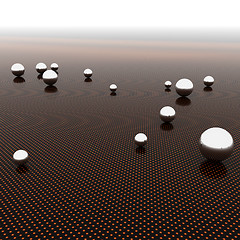 Image showing Chrome ball on light path to infinity