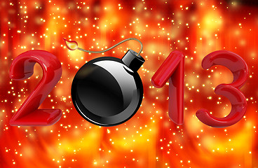 Image showing Year 2013 with bomb burning