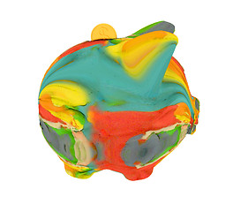 Image showing Piggy bank of colorful strokes