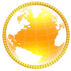 Image showing Yellow 3d globe icon with highlights 