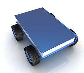 Image showing On race cars in the world of knowledge concept