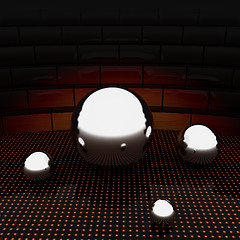 Image showing Chrome ball on light path to infinity