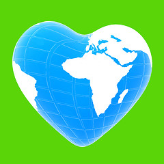 Image showing 3d earth to heart symbol