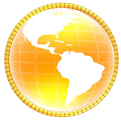 Image showing Yellow 3d globe icon with highlights 