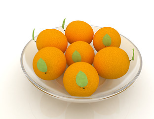 Image showing Oranges with leaves 