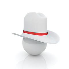 Image showing 3d white hat on white ball. Sapport icon