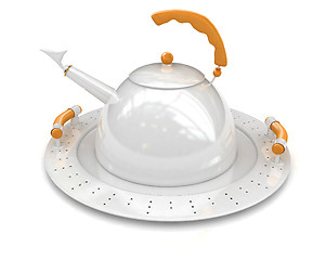 Image showing Teapot on a platter 