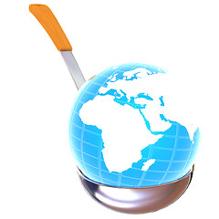 Image showing Blue earth on soup ladle 