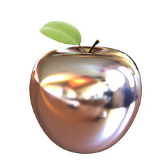 Image showing Chrome Apple with green leaf