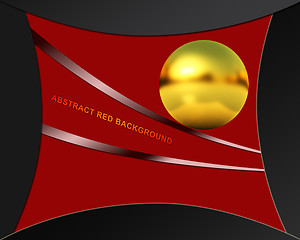 Image showing Abstract red background with golden sphere