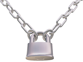 Image showing chains and padlock isolation on white background