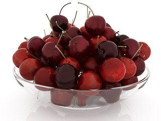 Image showing Sweet cherries on a plate