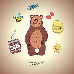 Image showing cartoon bear and his food