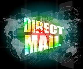 Image showing direct mail word on digital touch screen