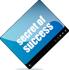 Image showing Video player for web with secret of success words