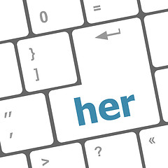 Image showing her word on computer pc keyboard key