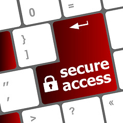 Image showing secure access, close up view on conceptual keyboard, Security key