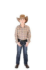 Image showing Young cowboy on white background