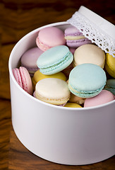 Image showing box of fresh french macaroons