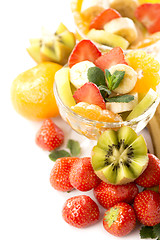 Image showing Bananas, kiwi and strawberry