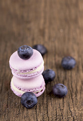 Image showing Close up of blueberry macaroons