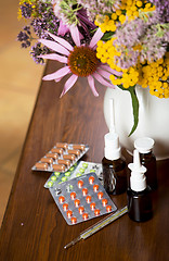 Image showing Still life from medicinal herbs and medicines