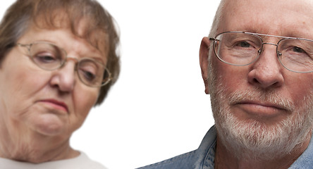 Image showing Meloncholy Senior Couple on White