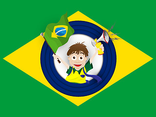 Image showing Brazil Sport Fan with Flag and Horn
