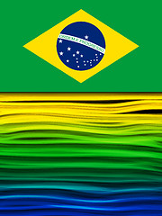 Image showing Brazil Flag Wave Yellow Green Blue Background