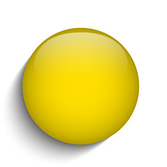 Image showing Yellow Glass Circle Button on White Background