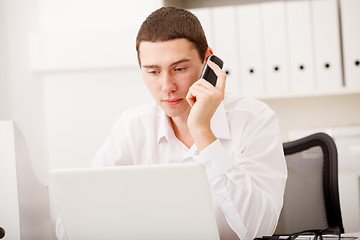 Image showing man working and using laptop