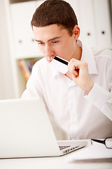 Image showing man holding credit card