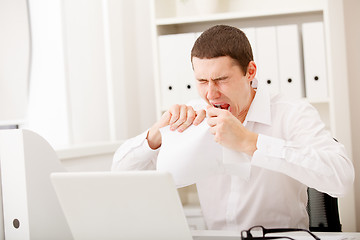 Image showing angry man with document