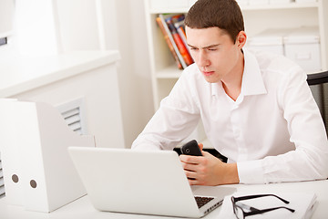 Image showing man thinking in office