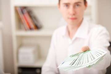 Image showing euro in male hands