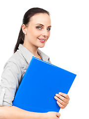 Image showing business woman with a blue binder