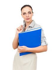 Image showing business woman with a blue binder