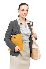 Image showing business woman with an orange binder