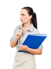 Image showing business woman with a blue binder