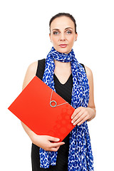 Image showing business woman with a red binder