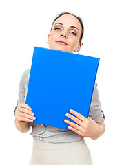 Image showing business woman with a blue binder