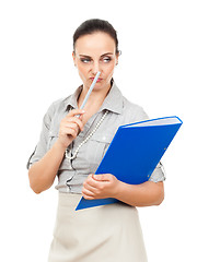 Image showing business woman with a blue binder