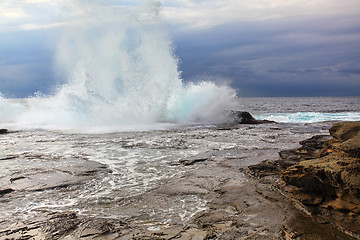 Image showing Huge Stormy Weather Ocean Splash