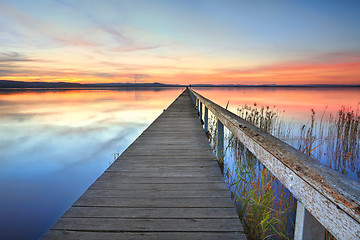 Image showing Sunset at Long Jetty Tuggerah Lake NSW Australia