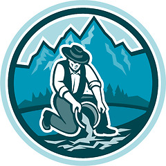 Image showing Gold Prospector Miner Panning Circle Retro