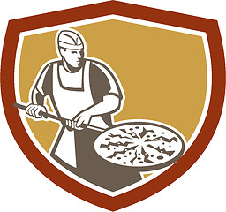 Image showing Pizza Maker Baking Bread Shield Retro