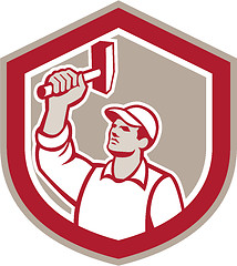 Image showing Union Worker Wielding Hammer Shield Retro