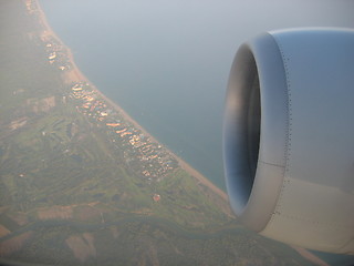 Image showing Airplane engine in air