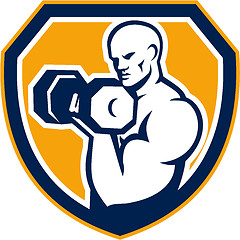 Image showing Strongman Pumping Dumbbells Shield Retro