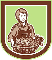 Image showing Woman Organic Farmer Farm Produce Harvest Retro